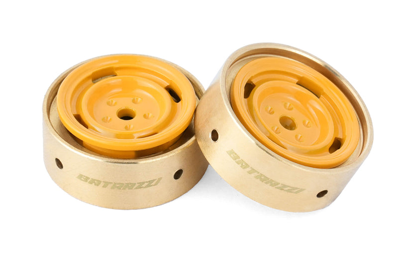 BATRAZZI 0.8" Aluminum 4-Slot Road Wheels Yellow 4pcs for SCX24/CR24/FCX24M (Discovery/Range Rover)