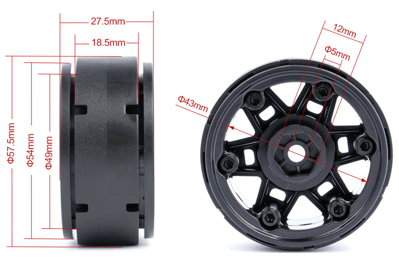 Batrazzi 1.9” Plastic Dual-Edge Six-Spoke Wheels (4pcs)