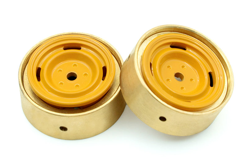 BATRAZZI 0.8" Aluminum 4-Slot Road Wheels Yellow 4pcs for SCX24/CR24/FCX24M (Discovery/Range Rover)