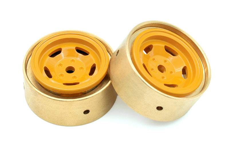 BATRAZZI 0.9" Aluminum Star Road Wheels Yellow 4pcs for SCX24/CR24/FCX24M (D90/D110)