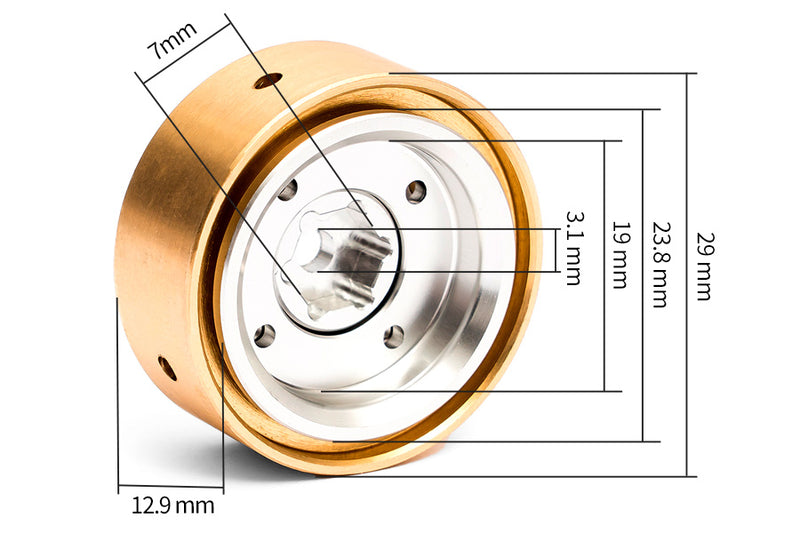 BATRAZZI 0.8" Aluminum 4-Slot Road Wheels Silver 4pcs for SCX24/CR24/FCX24M (Discovery/Range Rover)