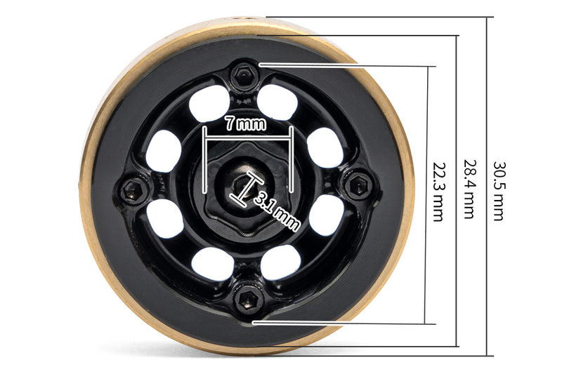 BATRAZZI Aluminum 1.0" D-Hole Beadlock Wheels Black (4pcs)