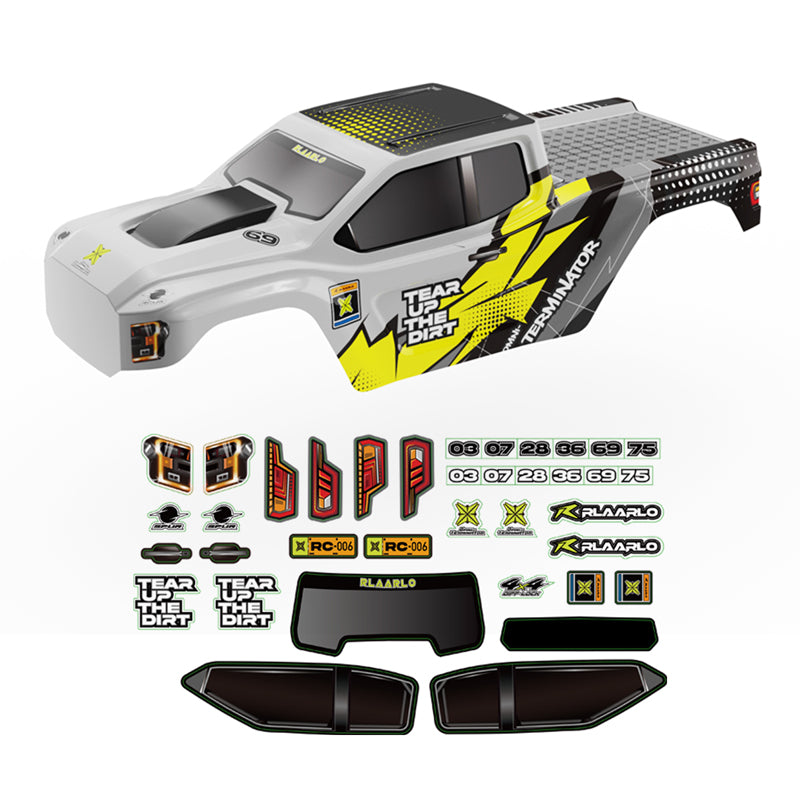 Rlaarlo 1.2MM Body PC (Yellow+Silver) + Decals for 1/10 Omni-Terminator