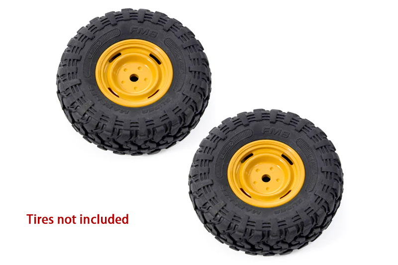 BATRAZZI 0.8" Aluminum 4-Slot Road Wheels Yellow 4pcs for SCX24/CR24/FCX24M (Discovery/Range Rover)