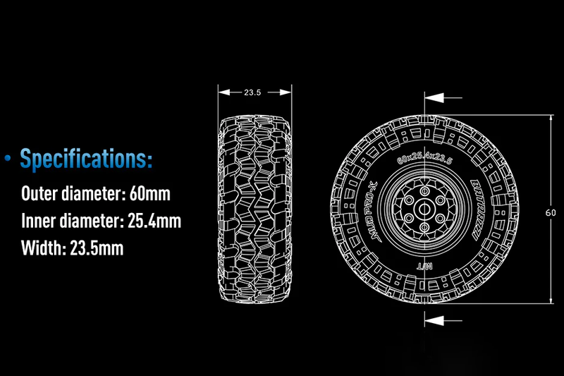 Batrazzi FCX18/FCX24 Steering Link +1.0" Tire & Wheel Set