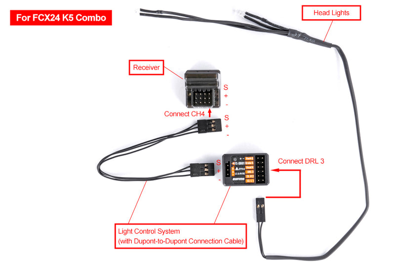 BATRAZZI Ctrl Frk Brushless System Set & Light Control System Set for FCX24 K5