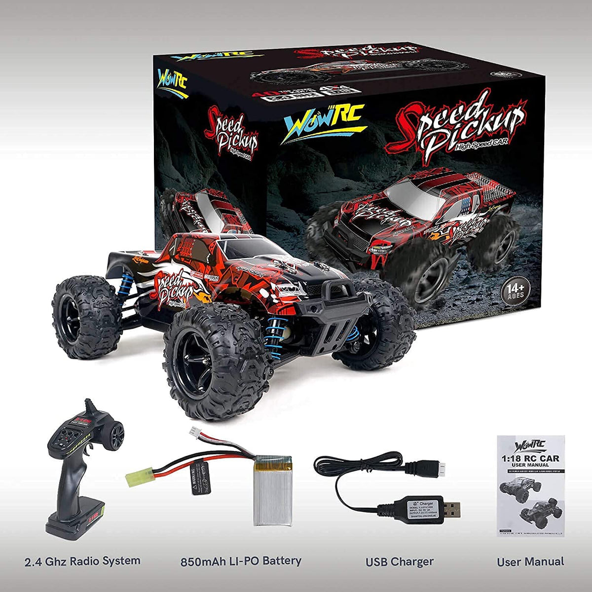 WOWRC 1/18 Scale RC Truck 4WD RC Monster Truck